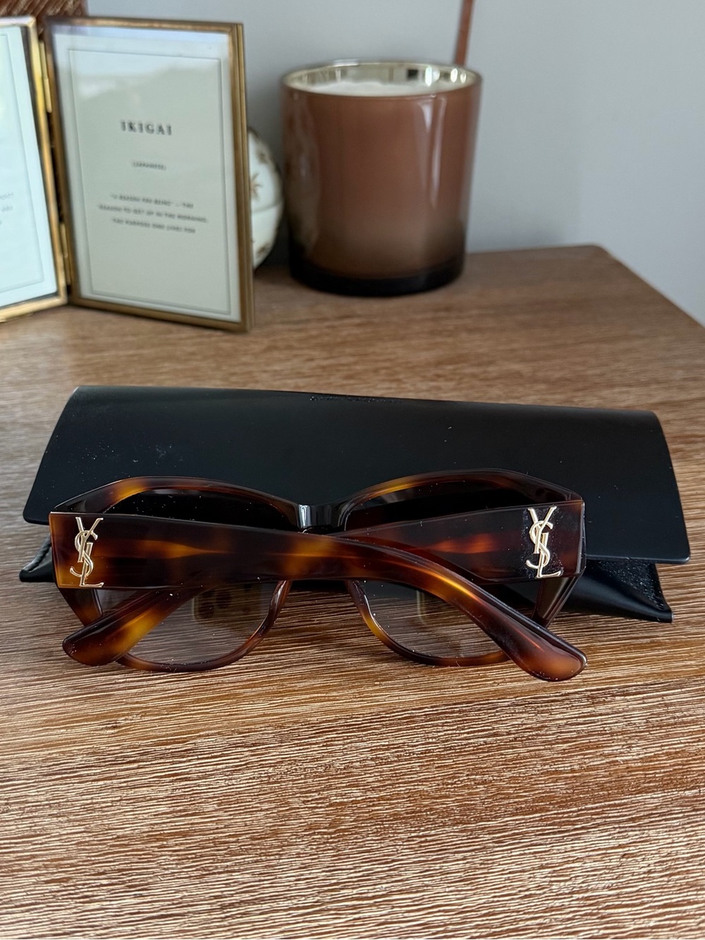 Saint Laurent Tortoiseshell Sunglasses with Gold YSL Accents